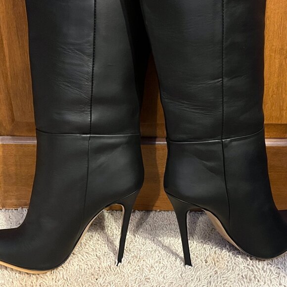IDENTITA Black Leather "Dayna" Italian Boots Knee High 10 / 40 - 120mm Heels - Picture 5 of 16
